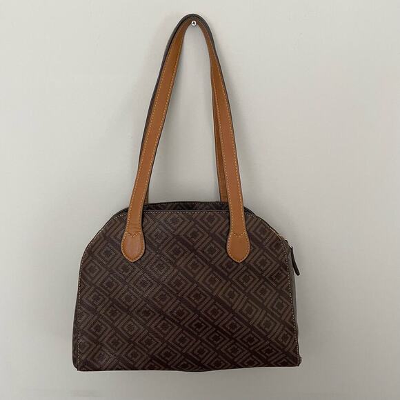 Liz Clayborne Geometric Brown Medium Envelope Handbag Shoulder Purse with Straps - Picture 11 of 13